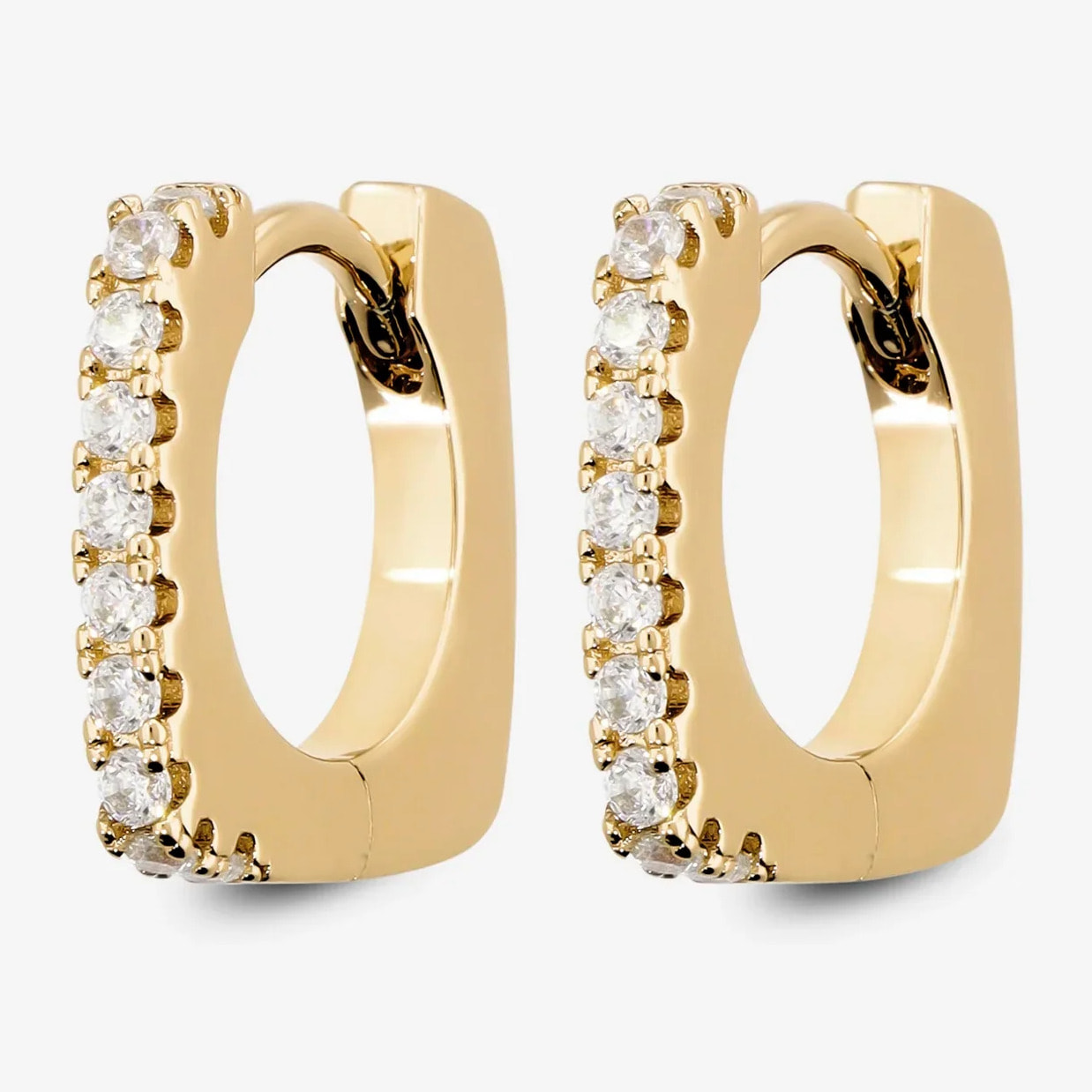 Orecchini Quadrati con Pavé di Cubic Zirconia Bianche placcati Rodio