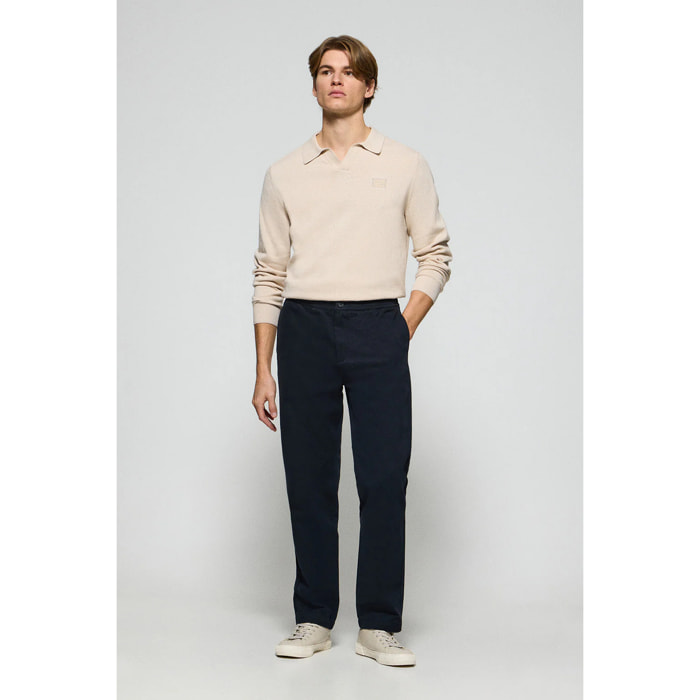 Pantaloni Trent blu marino con elastico in vita e particolari Polo Club
