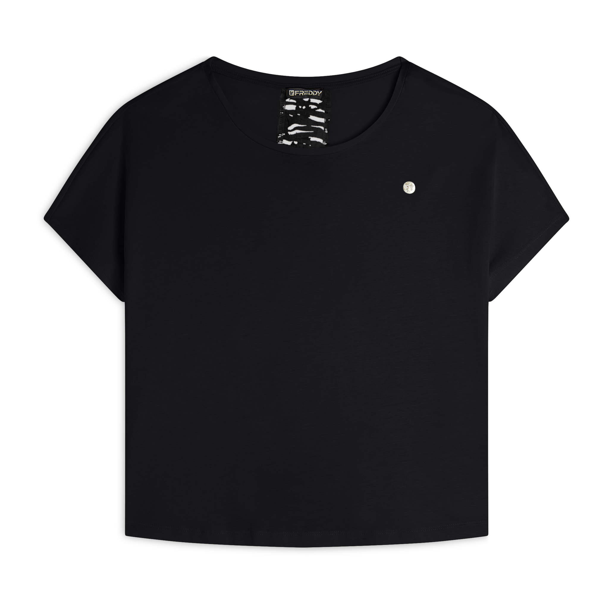 T-shirt maniche a kimono con stampa fantasia sul retro