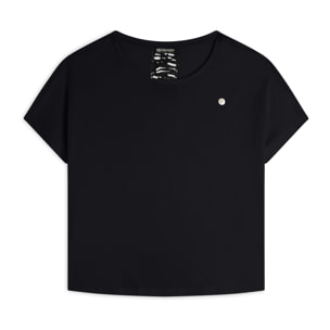 T-shirt maniche a kimono con stampa fantasia sul retro