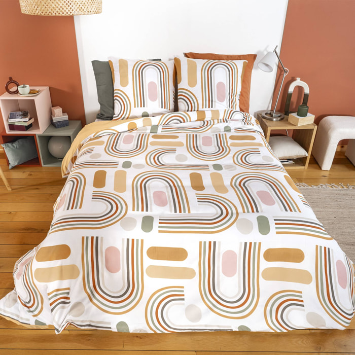 Parure de lit microfibre réversible orange TESS