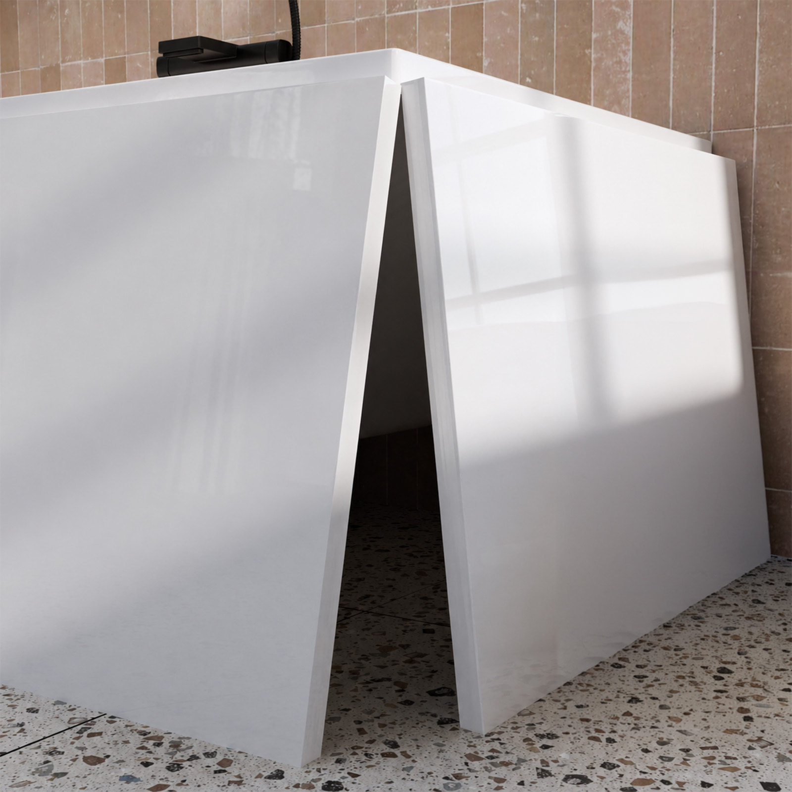 Pack Baignoire 180x80cm et 2 Tabliers recoupables - Blanc Brillant - Marina Square Duo