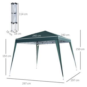 Carpa Cenador Plegable de Acero y Oxford 3x3m Verde