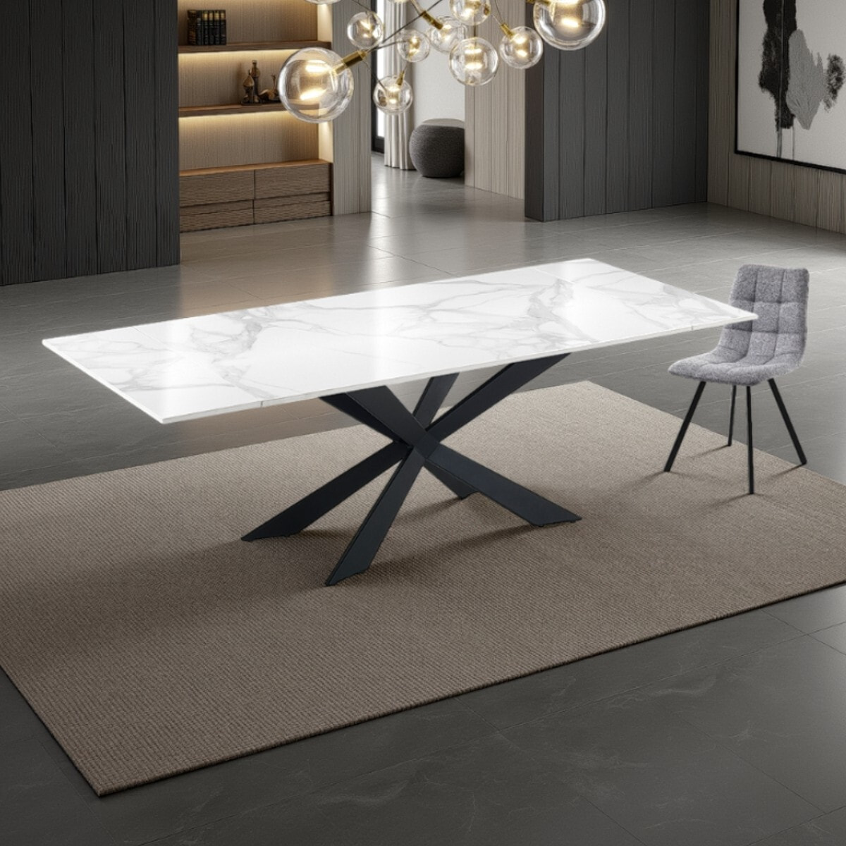 Tomasucci MELVIN EVO 120 MARBRE BLANC - Table extensible NOIRE
