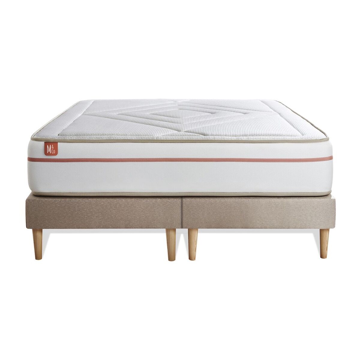 Ensemble Matelas Le Paisible - 24cm - Mémoire de forme - Matériaux éco-responsable - Sommier Tapissier Beige