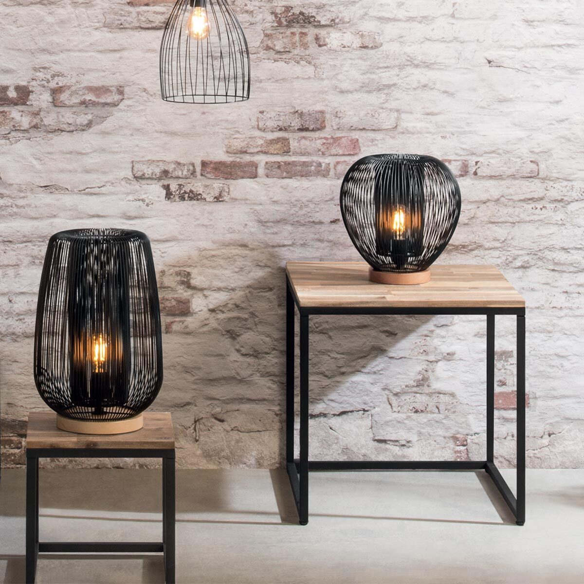 Lampe filaire "Noda" noire - métal H27 cm