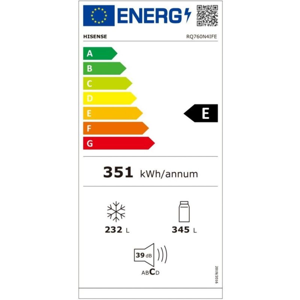 Réfrigérateur multi portes HISENSE RQ760N4IFE SmartScreen