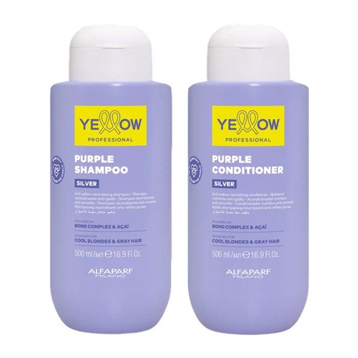 ALFAPARF Yellow Kit Purple Silver Shampoo 500ml + Conditioner 500ml