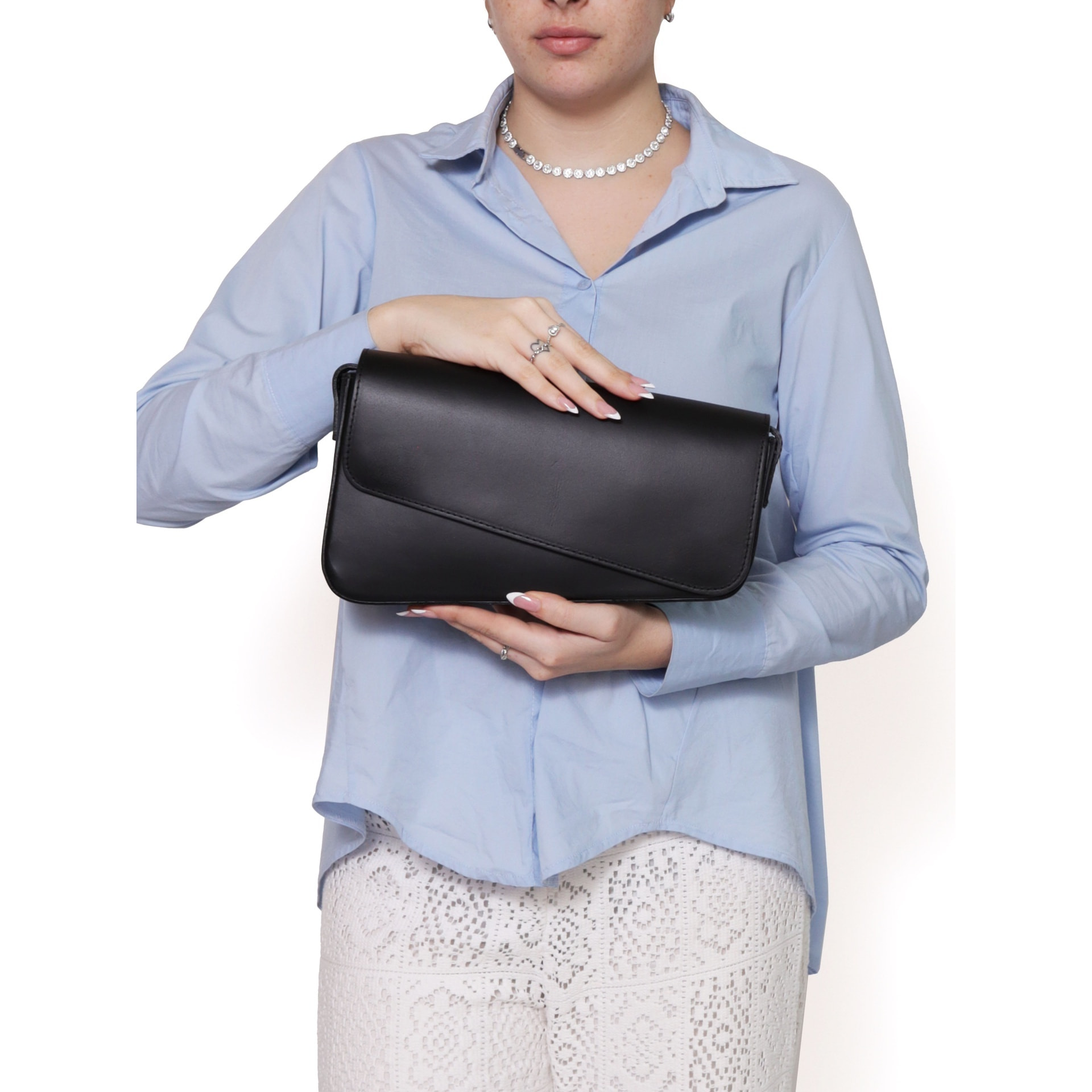 Borsa a tracolla da donna - Modello False - Vera pelle - 28.0 x 17.0 x 5.0 cm