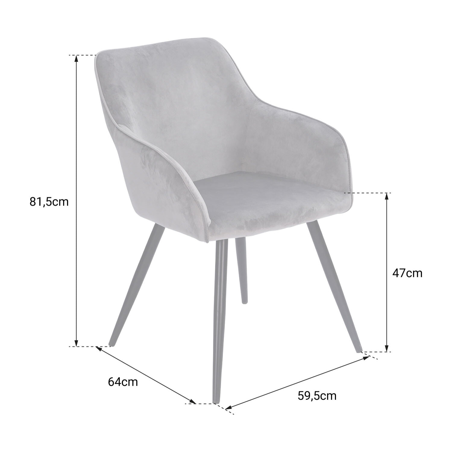 Chaise vintage GISELE velours gris