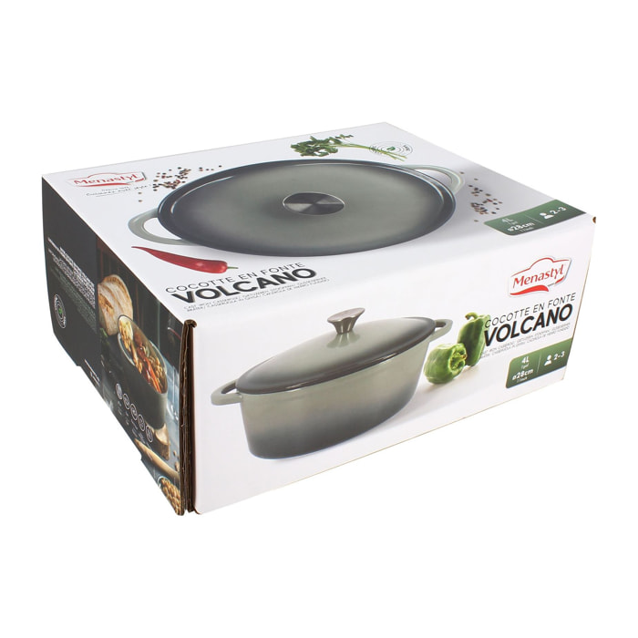 Cocotte en fonte verte ovale 4L VOLCANO