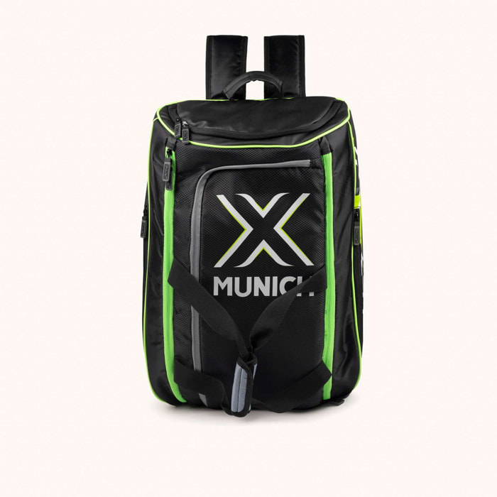 MUNICH BASICS TRAINING BACKPACK paletero negro de poliéster y nylon con detalles flúor