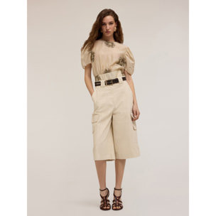 Motivi - Blusa ricamata con maniche a palloncino - Beige