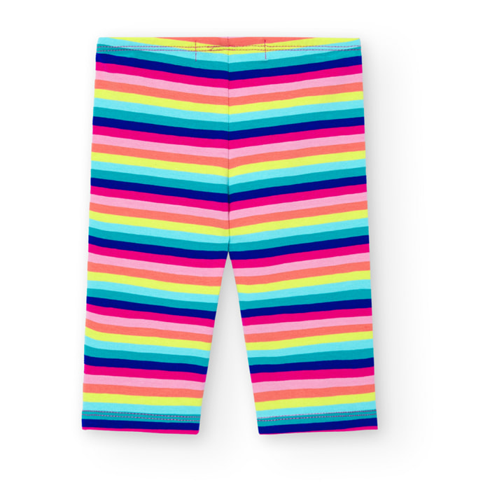 Leggings pirata niña, algodón estampada, rayas, rosa
