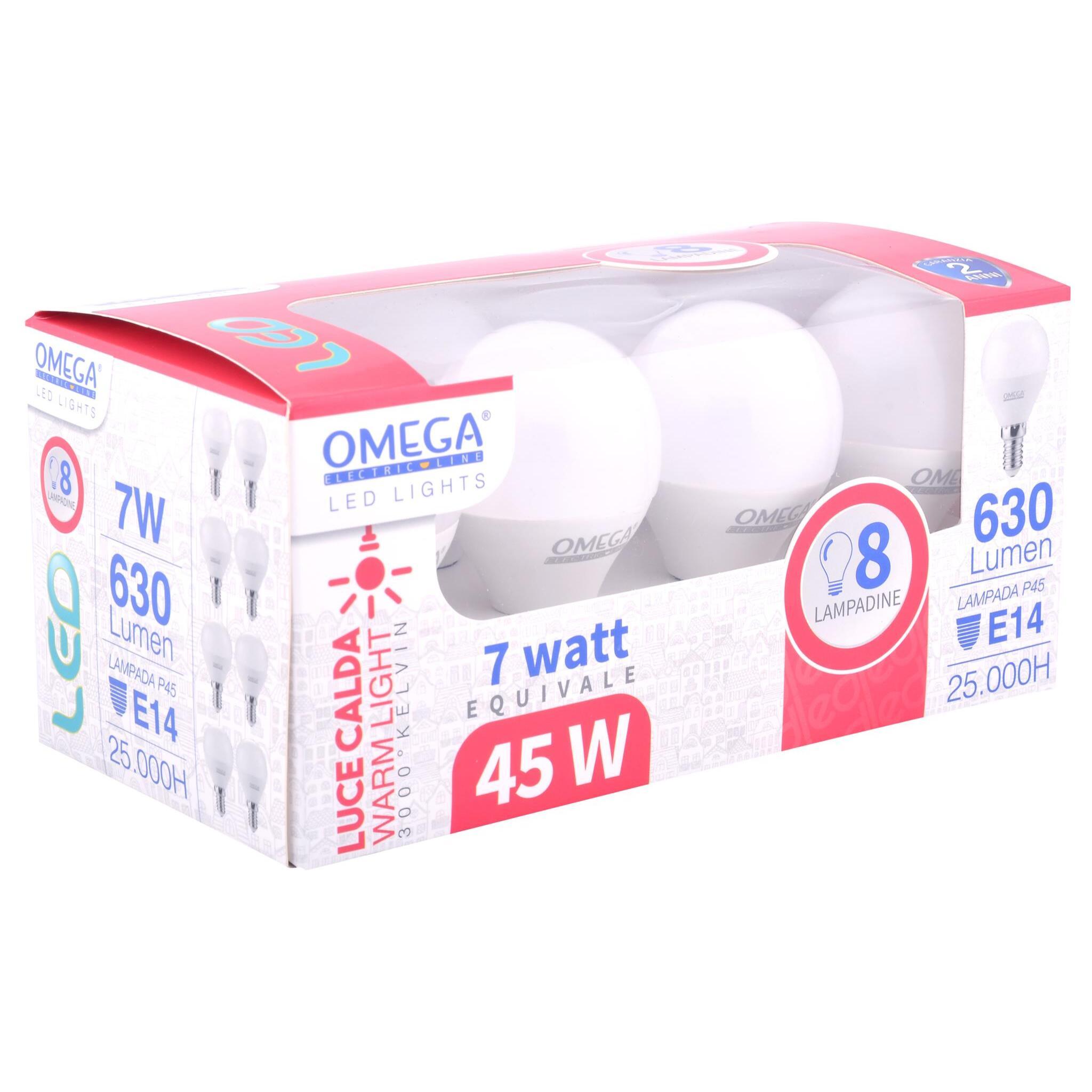 OMEGA Set 8 pz sferetta LED P45-6W