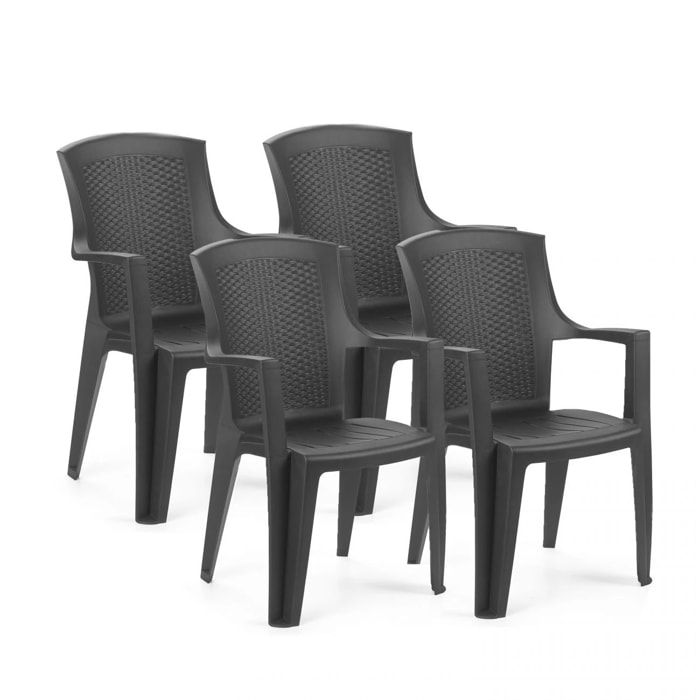 Pack 4 sillas de exterior Pacific Antracita