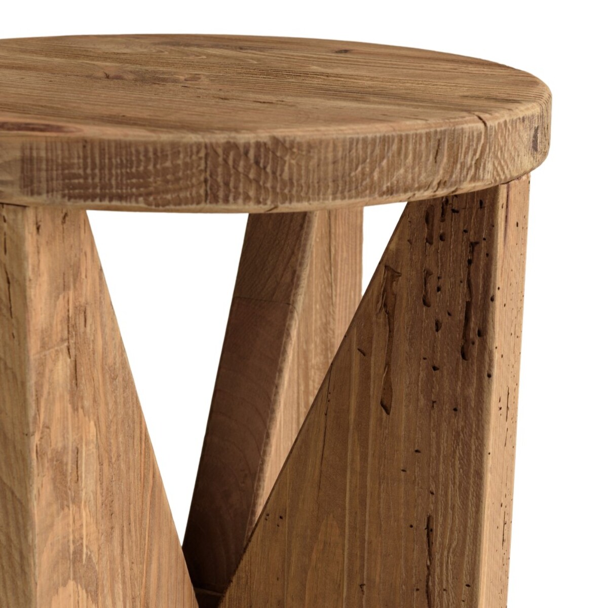 SANDY - Tabouret rond 40x40cm bois Pin recyclé