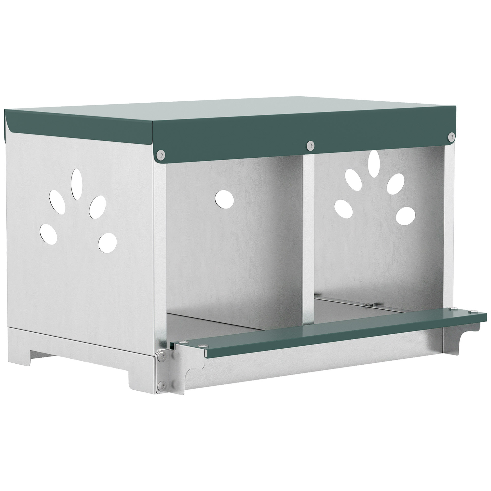 Pondoir 2 compartiments - pondoir métal - acier galvanisé gris vert