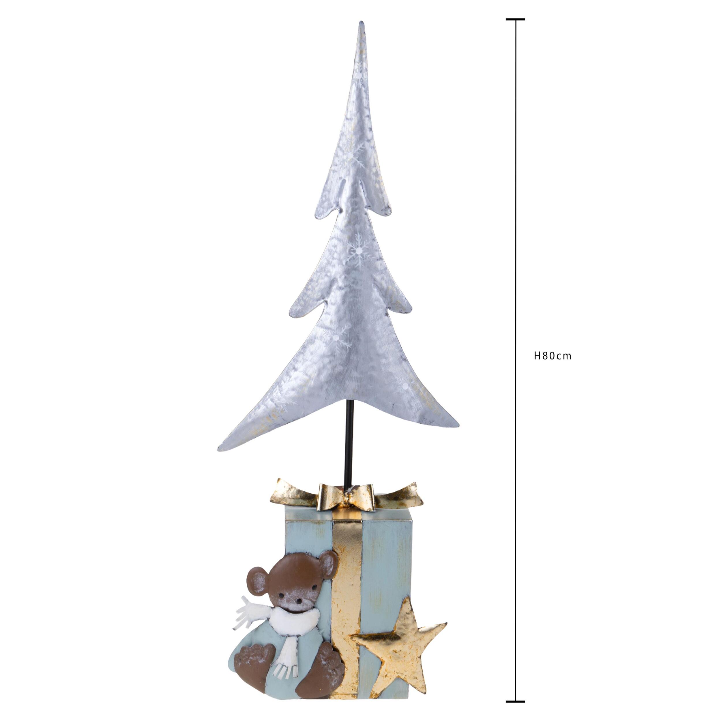 Albero natale artificiale con Pacco Dono - Pezzi 1 - Colore Verde - 31x80Hx12,7cm - Bianchi Dino