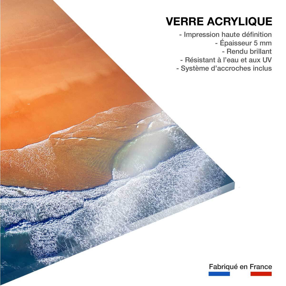 Tableau bord de mer plage terre de sienne  Tableau plexiglas