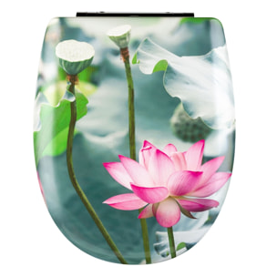 Abattant easy clip à descente assistée fleuri - Vert