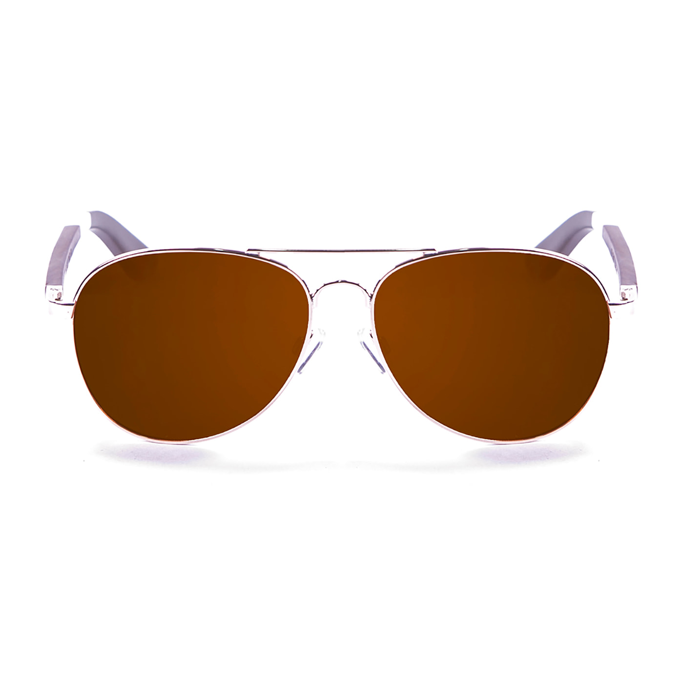 Gafas de sol OCEAN SAN REMO - De brazo de madera de peral con frontal de metal marrón y dorado brillante / Marrón