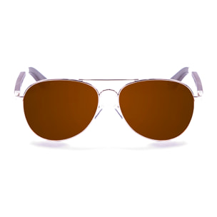 Gafas de sol OCEAN SAN REMO - De brazo de madera de peral con frontal de metal marrón y dorado brillante / Marrón