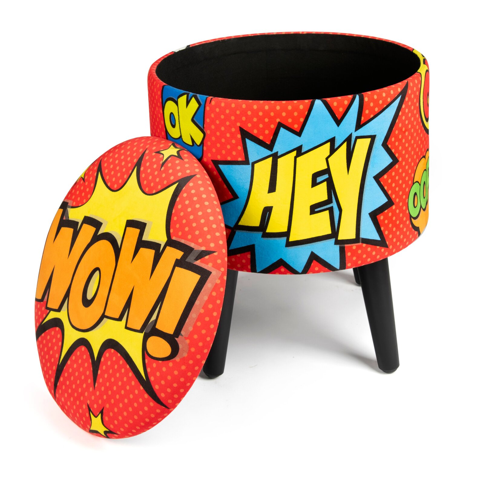 Pouf contenitore Excelsa Pop in velluto e legno 38x38x45 cm multicolore