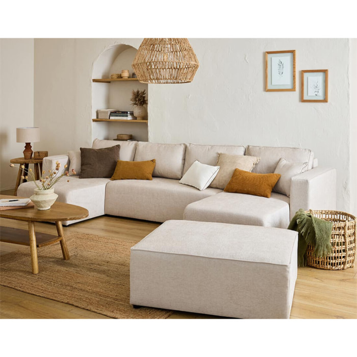 Topaze - canapé panoramique - 7 places - convertible avec coffre - en tissu - Beige