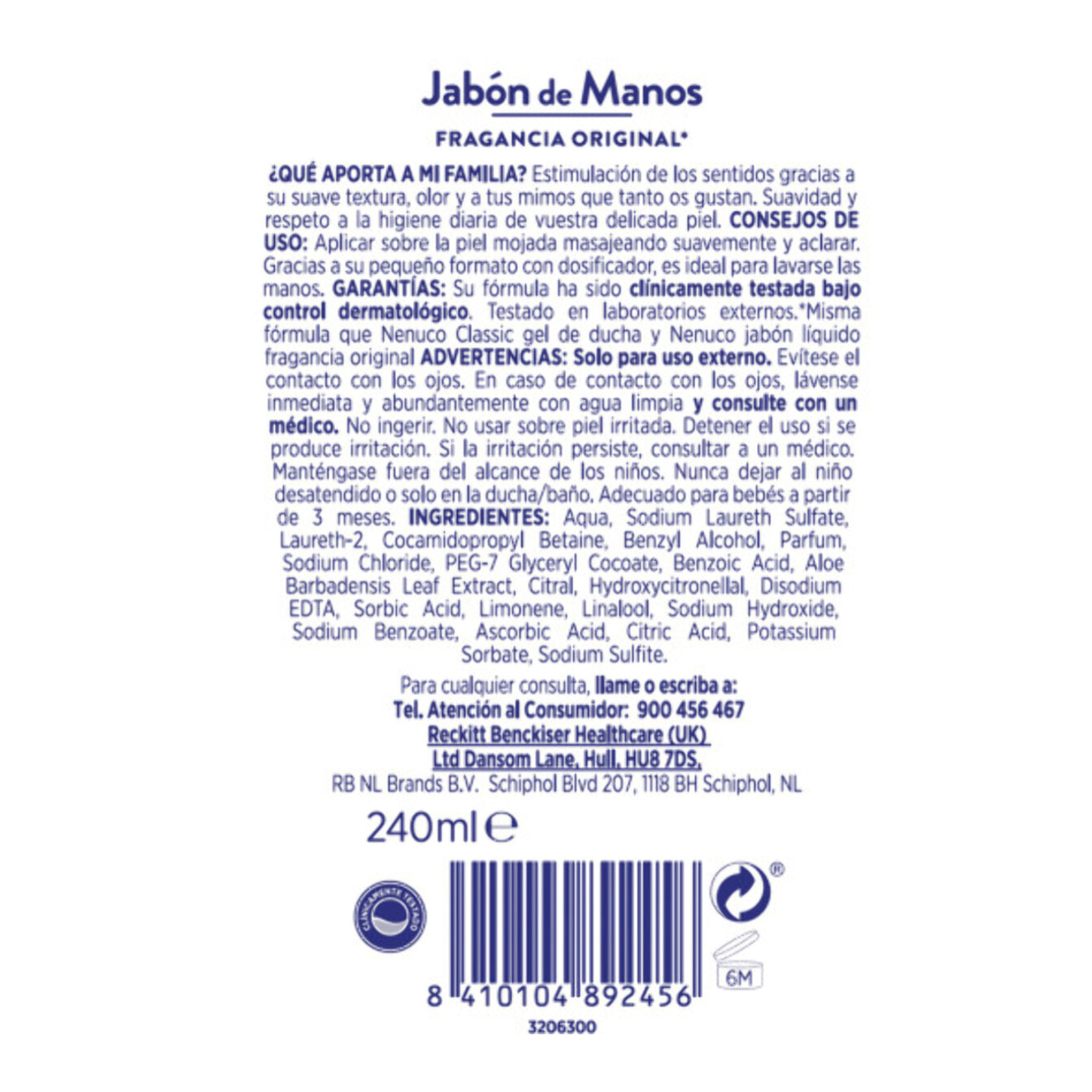 Nenuco Classic Jabón de Manos - Fragancia Original Nenuco, Pack 2x 240ml