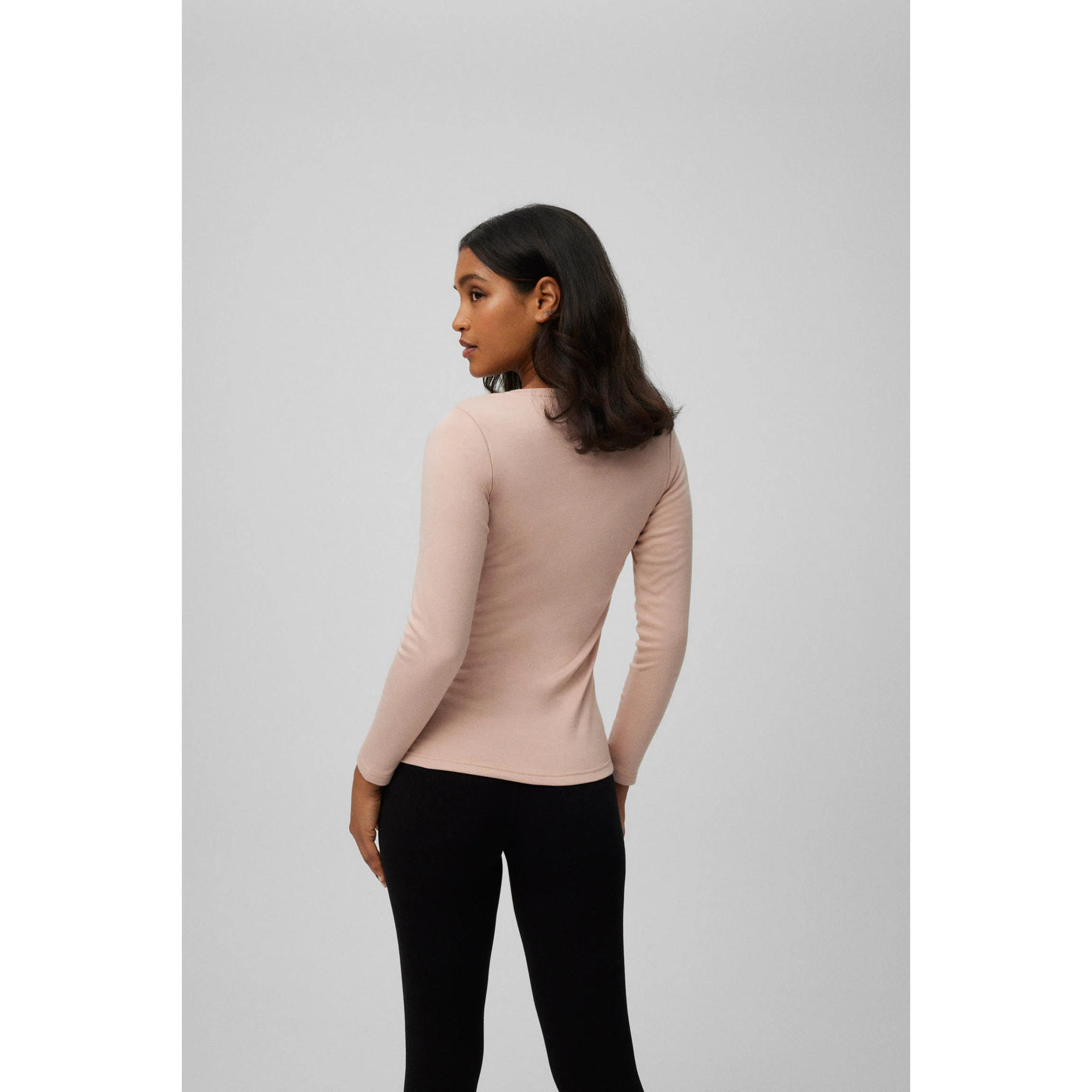 Maglia calda in cotone a maniche lunghe, scollo rotondo, nude