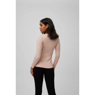 Maglia calda in cotone a maniche lunghe, scollo rotondo, nude