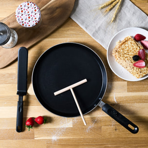 Coffret Crepiere Noire Induction 28cm Ustensil