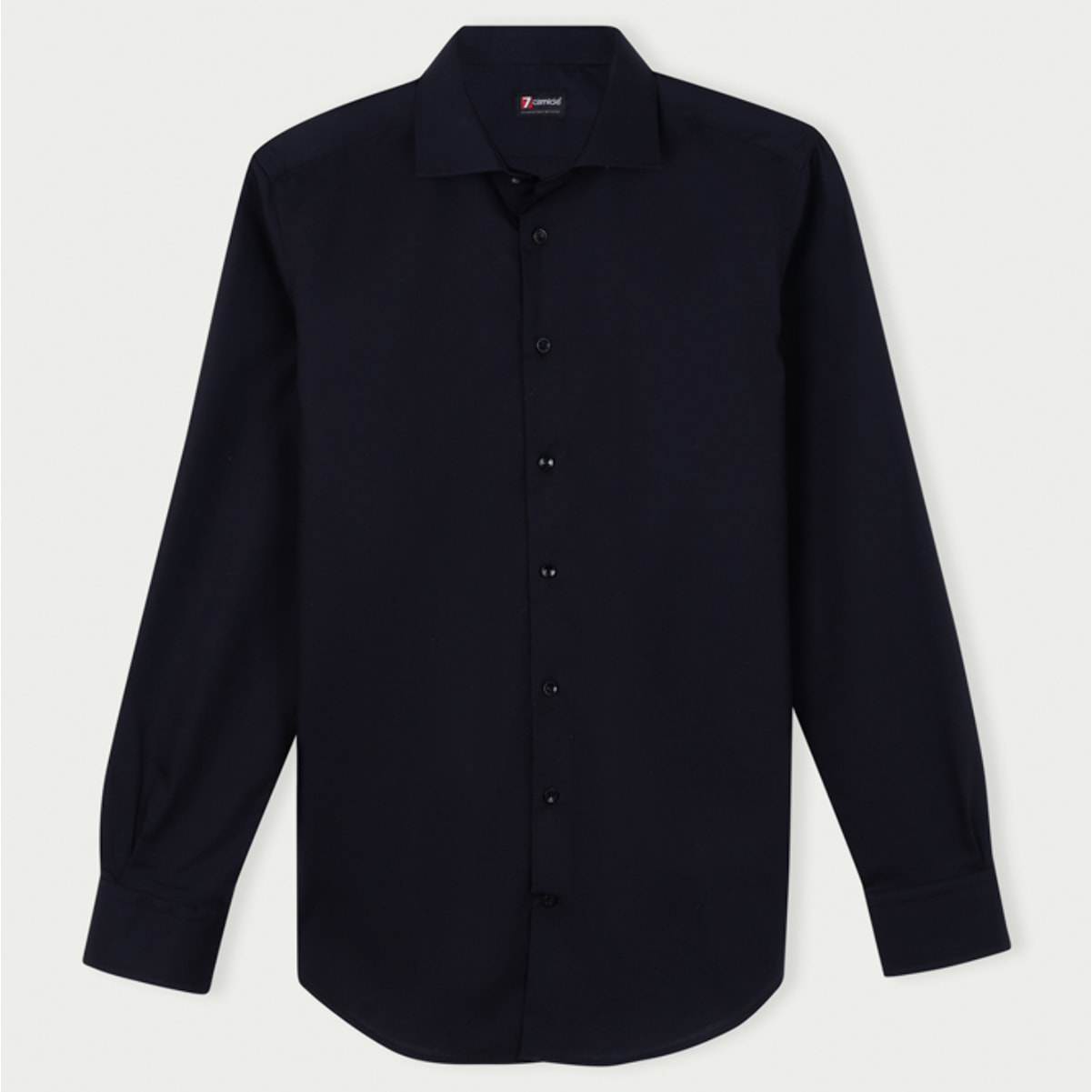 Camicia Uomo 1 Bottone Francese Slim Cotone Unito Nero