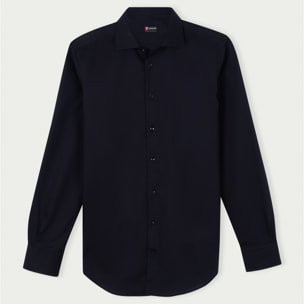 Camicia Uomo 1 Bottone Francese Slim Cotone Unito Nero