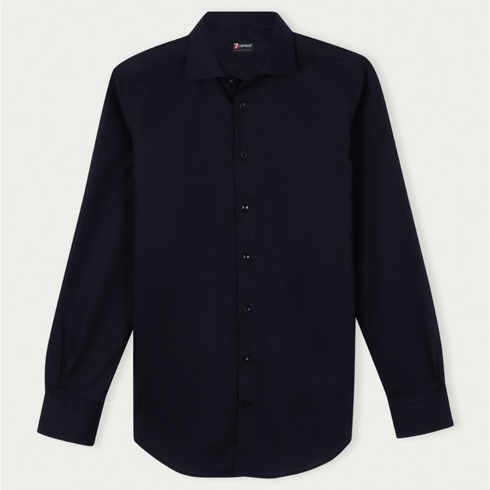 Camicia Uomo 1 Bottone Francese Slim Cotone Unito Nero