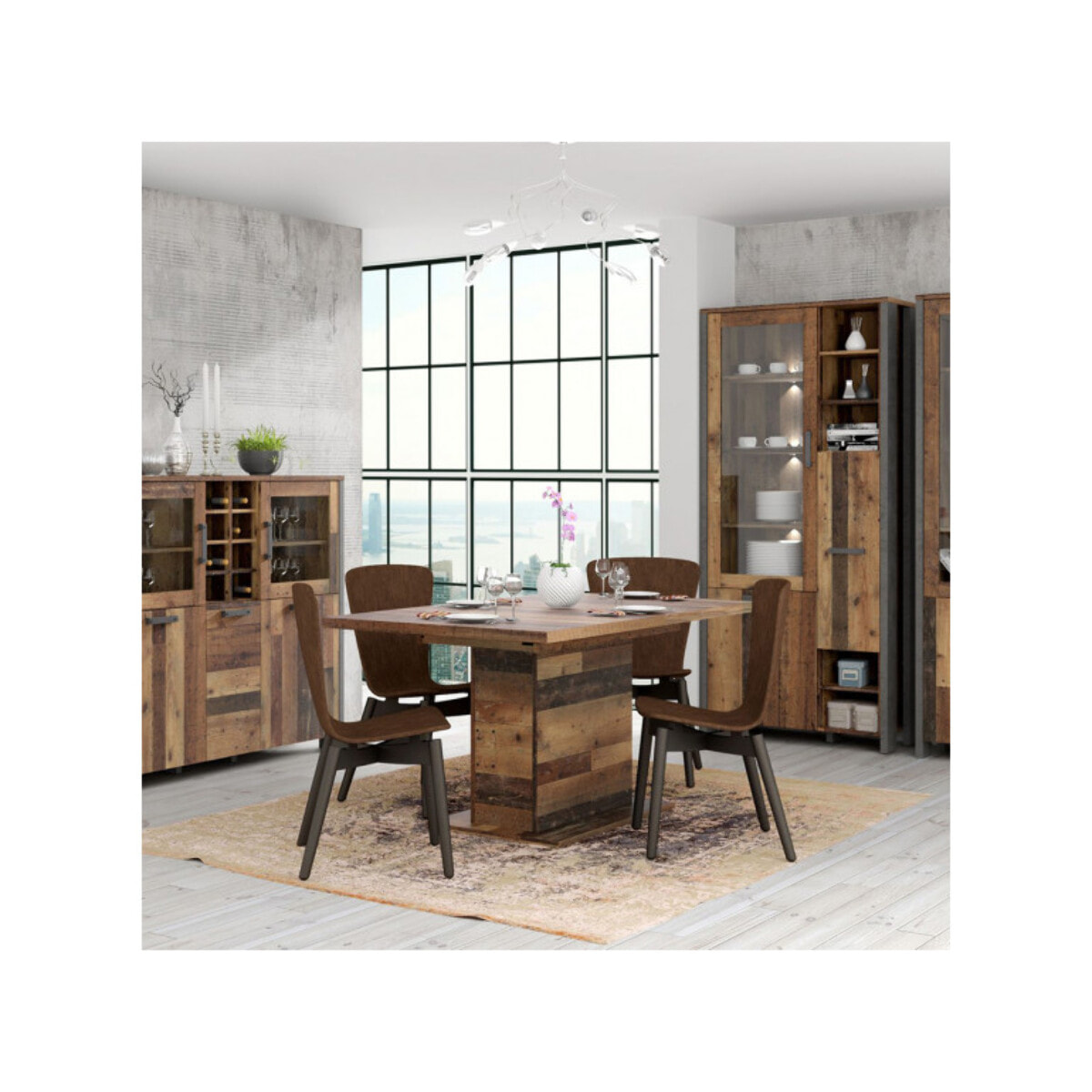 Table extensible en bois L160/200cm effet bois vieilli - FRED