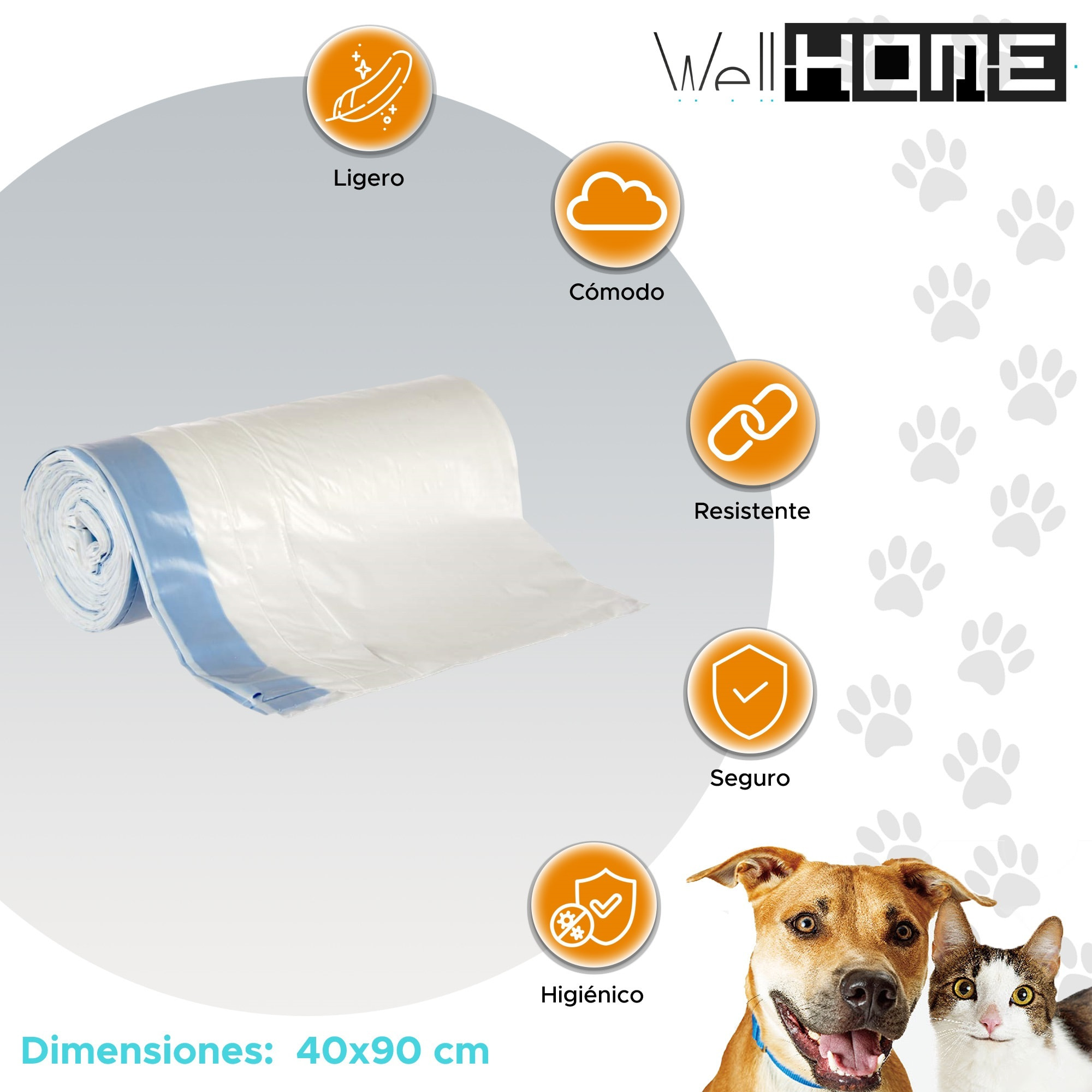 Well home 8u bolsas higiénicas para arenero de gato 90x40cm