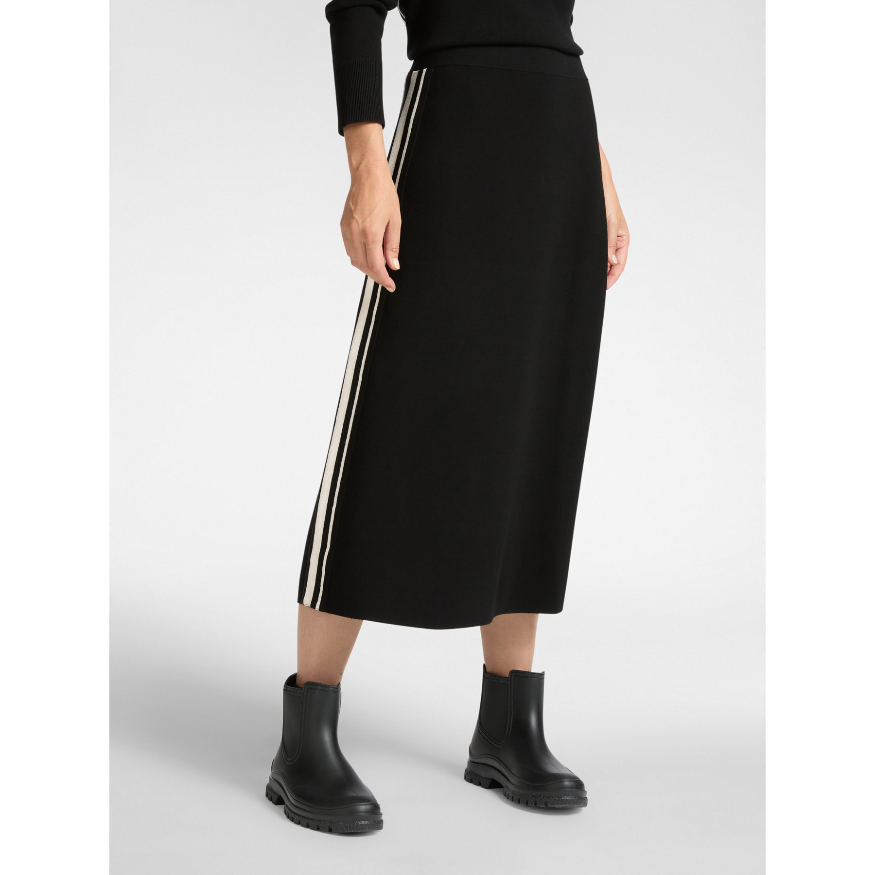 Elena Mirò - Falda de punto con línea lateral - Negro