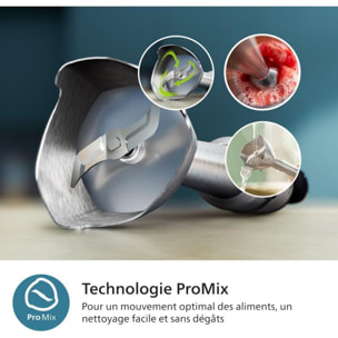 Mixeur PHILIPS HR2683/00 Mixeur plongeant ProMix Série 5000 métal/noir 1200W, 3 accessoires