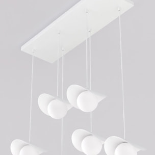 Lampada a sospensione Ritual 6 in acciaio bianco opaco