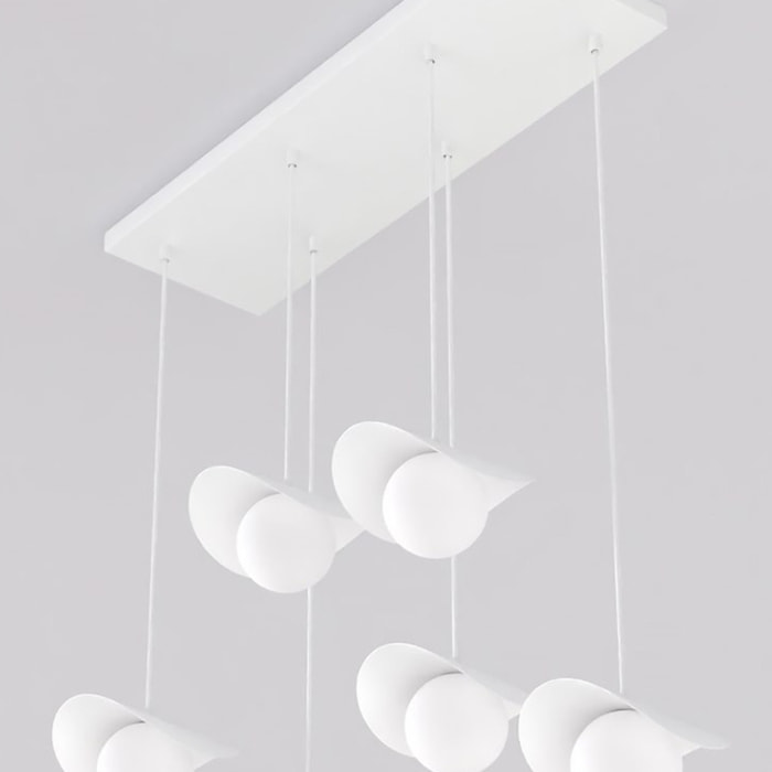 Lampada a sospensione Ritual 6 in acciaio bianco opaco