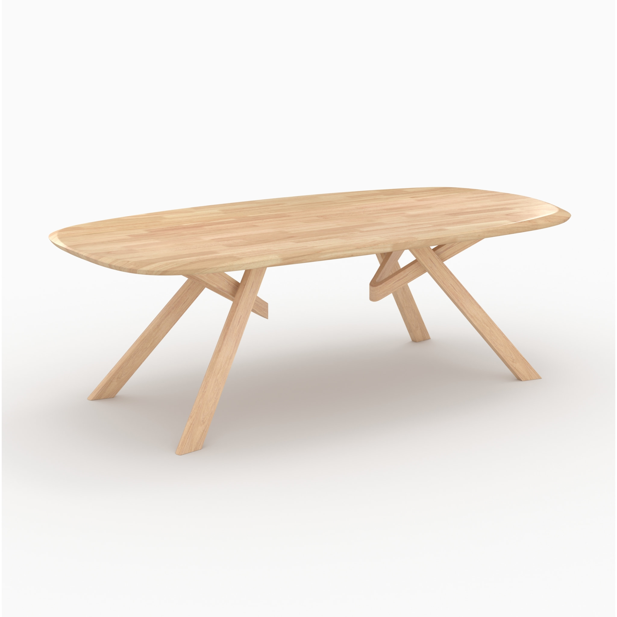 Table rectangulaire en bois d'hévéa massif clair 8 personnes - Merlin