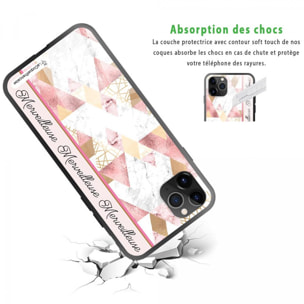 Coque iPhone 11 Pro Coque Soft Touch Glossy Marbre Rose Merveilleuse Design La Coque Francaise