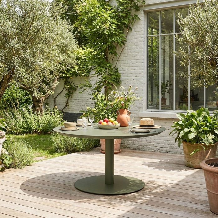 Table de jardin ronde aluminium 6 places OREVA