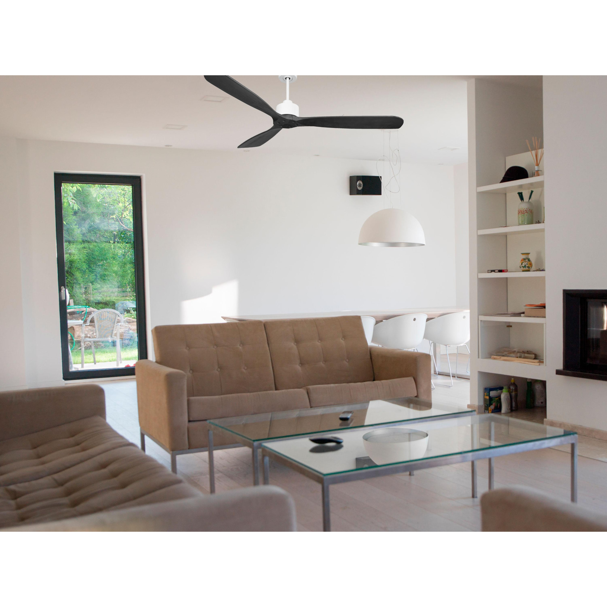 Ventilateur de plafond Réversible  Thermostat Wifi Moteur à courant continu Toits en pente Télécommande Hypersilence Mémoire FullWood