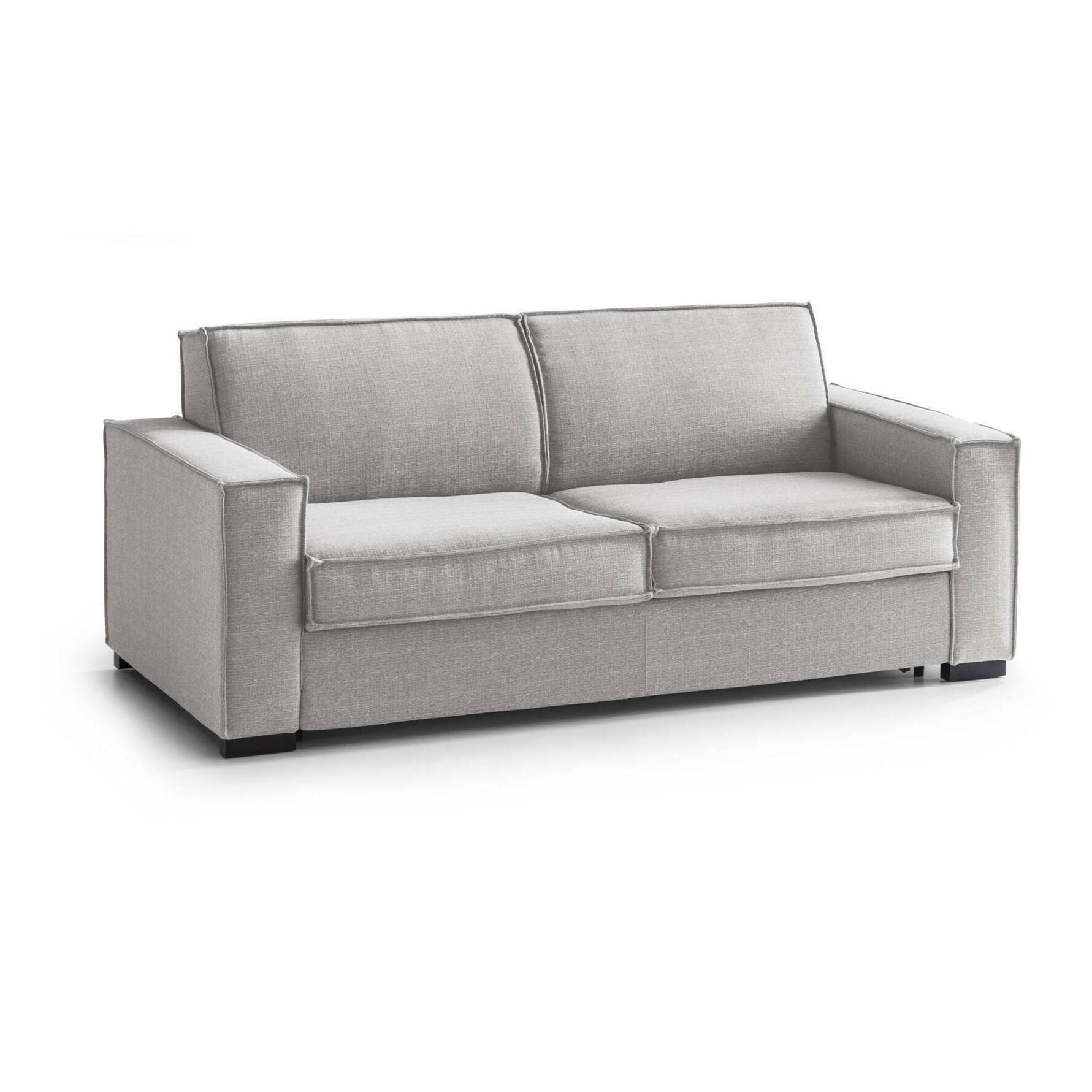 Divano letto 2 posti Alano, Sofà Soggiorno apertura girevole, Tessuto imbottito, Braccioli standard, 100% Made in Italy, Cm 180x95h90, Grigio