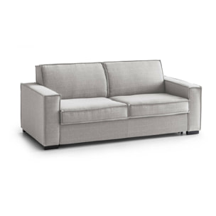Divano letto 2 posti Alano, Sofà Soggiorno apertura girevole, Tessuto imbottito, Braccioli standard, 100% Made in Italy, Cm 180x95h90, Grigio