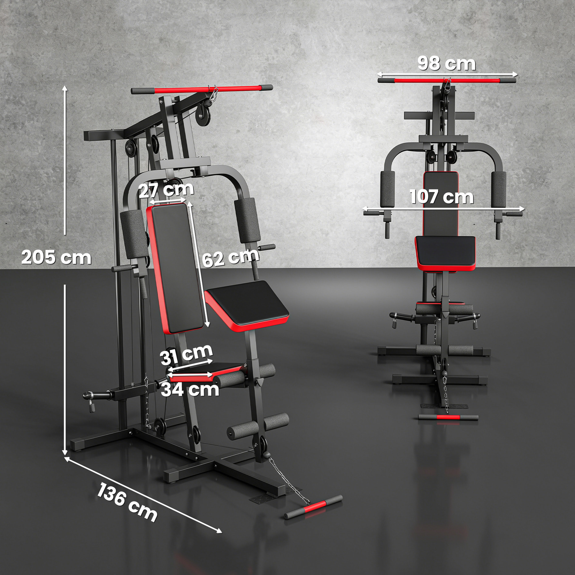 Station de musculation Fitness entrainement complet développé couché butterfly barre latissimus curler
