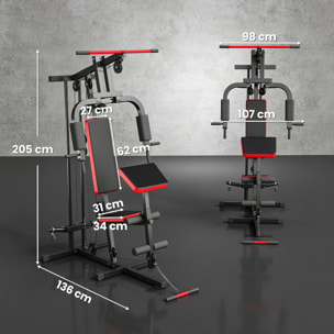 Station de musculation Fitness entrainement complet développé couché butterfly barre latissimus curler